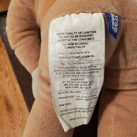 Star Wars Yoda 18" Plush Lucasfilm Ltd Stuffed Animal Jay Franco and Sons - Picture 9 of 10